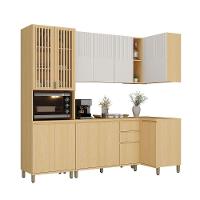 Cozinha Compacta 100% Mdf 5 Pçs Aura Luciane Móveis Carvalho Uv/cinza Cristal Pet - 2