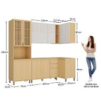 Cozinha Compacta 100% Mdf 5 Pçs Aura Luciane Móveis Carvalho Uv/cinza Cristal Pet