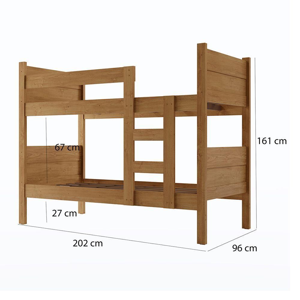 Beliche 100% Mdf Fortaleza - Duas Camas Solteiro Compacta E Moderna Amêndoa Com 2 Colchões - 3