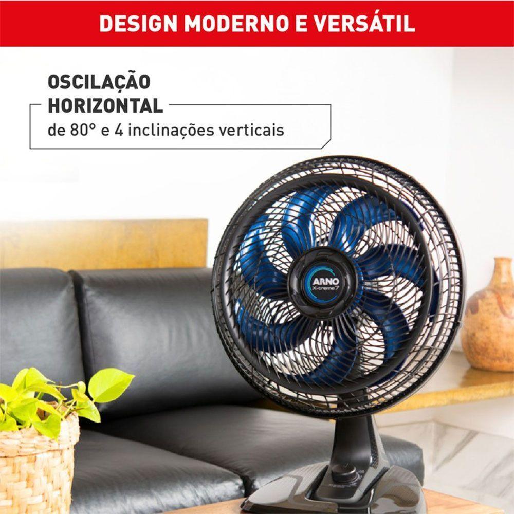 Ventilador De Mesa Arno X-Treme 7 40Cm 7 Pás 150W VE70 Preto Com Azul 220v - 4