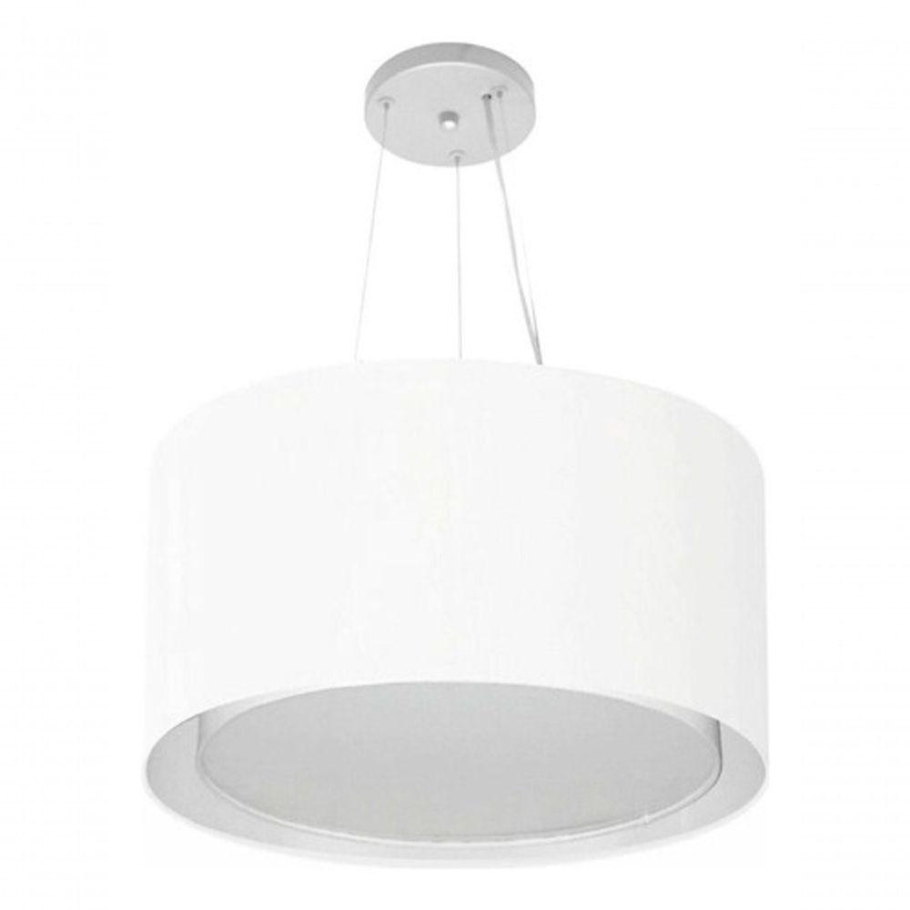 Lustre Pendente Cilíndrico Duplo Md-4299 Cúpula Em Tecido 45x30cm Branco - Bivolt - 3
