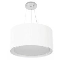 Lustre Pendente Cilíndrico Duplo Md-4299 Cúpula Em Tecido 45x30cm Branco - Bivolt - 1
