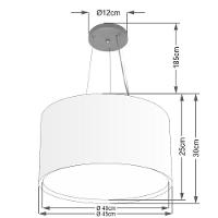 Lustre Pendente Cilíndrico Duplo Md-4299 Cúpula Em Tecido 45x30cm Branco - Bivolt - 2