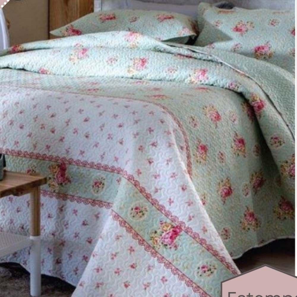 Kit Cobre Leito Colcha Daily Casal 3 Peças Dupla Face Estampado - Floral 58 - 100% Poliéster - 1