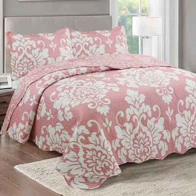 Kit Cobre Leito Colcha Daily King 3 Peças Dupla Face Estampado - Rubi Floral - 100% Poliéster