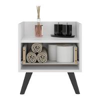 Gabinete Armário Banheiro 40 Cm Com Pés Retrô Multimóveis Mp5037 Branco/Preto - 3