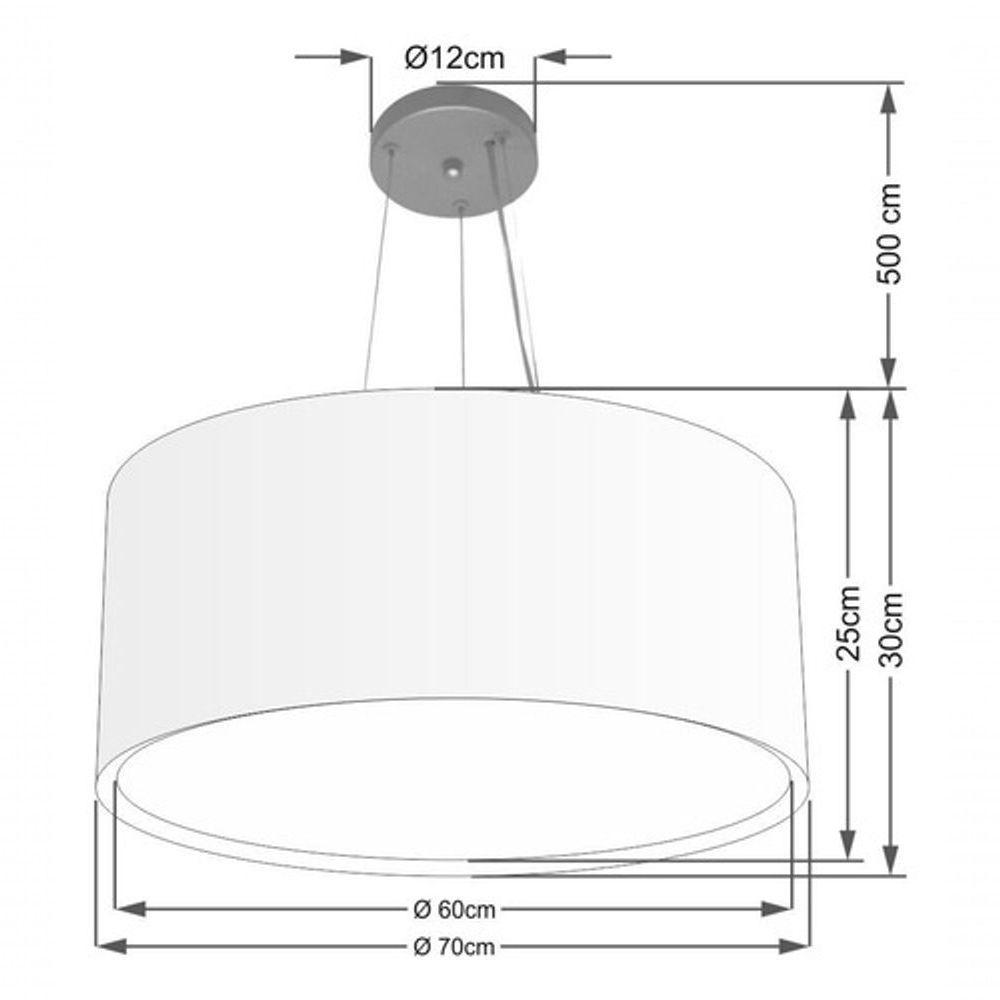 Lustre Pendente Cilíndrico Duplo Md-4303 Cúpula Em Tecido 70x30cm Rustico Cinza - Bivolt - 4