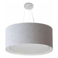Lustre Pendente Cilíndrico Duplo Md-4303 Cúpula Em Tecido 70x30cm Rustico Cinza - Bivolt - 3