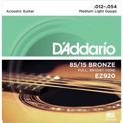 Encordoamento De Aco Para Violão Ez920 6 Cordas Medium Light .012-.054