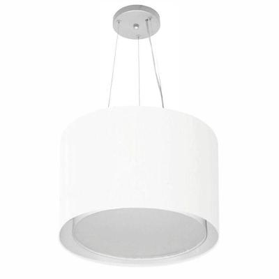 Lustre Pendente Cilíndrico Duplo Vivare Md-4304 Cúpula Em Tecido 40x30cm - Bivolt Branco 127/220v