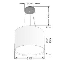 Lustre Pendente Cilíndrico Duplo Vivare Md-4304 Cúpula Em Tecido 40x30cm - Bivolt Branco 127/220v - 2