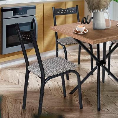 Kit Com 2 Cadeiras De Jantar Aço Preto Manteiga Ana Repleta