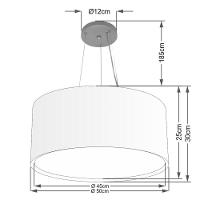 Lustre Pendente Cilíndrico Duplo Md-4300 Cúpula Em Tecido 50x30cm Palha - Bivolt - 2