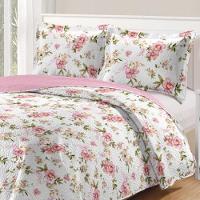 Kit Cobre Leito Colcha Daily Casal 3 Peças Dupla Face Estampado Floral - Floral 19 - 100% Poliéster - 2