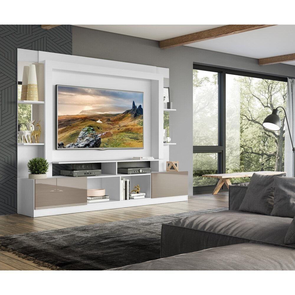Estante Tv 65" Prateleiras C/ Espelho Oslo Multimóveis V3393 Branca/lacca Fumê Branco/lacca Fumê - 4