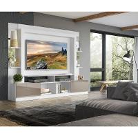 Estante Tv 65" Prateleiras C/ Espelho Oslo Multimóveis V3393 Branca/lacca Fumê Branco/lacca Fumê