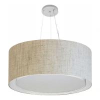 Lustre Pendente Cilíndrico Duplo Md-4302 Cúpula Em Tecido 60x30cm Rustico Bege - Bivolt - 2