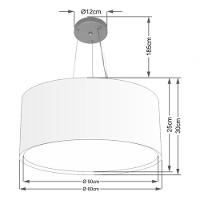 Lustre Pendente Cilíndrico Duplo Md-4302 Cúpula Em Tecido 60x30cm Rustico Bege - Bivolt - 3