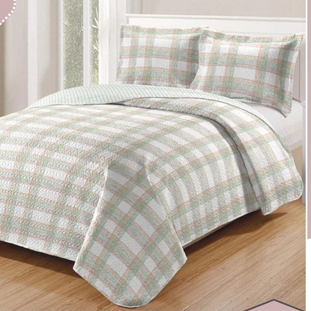 Kit Cobre Leito Colcha Daily King 3 Peças Dupla Face Estampado - Modelo 70 - 100% Poliéster - 1