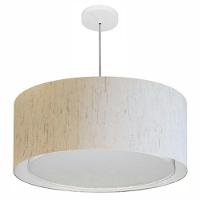 Lustre Pendente Cilíndrico Duplo Vivare Md-4298 Cúpula Em Tecido 60x30cm - Bivolt Linho Bege 127/220v - 1