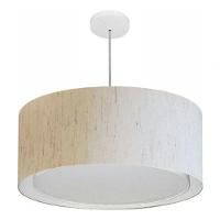 Lustre Pendente Cilíndrico Duplo Vivare Md-4298 Cúpula Em Tecido 60x30cm - Bivolt Linho Bege 127/220v - 3