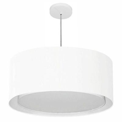 Lustre Pendente Cilíndrico Duplo Vivare Md-4298 Cúpula Em Tecido 60x30cm - Bivolt Branco 127/220v