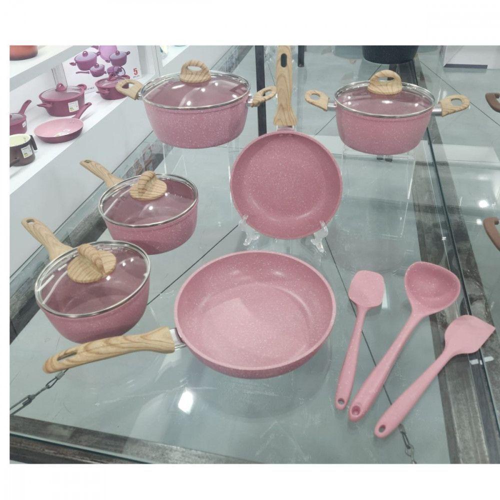 Conjunto De Panelas Flamingo 9pcs Inducao Casa Ambiente Rosa - 3