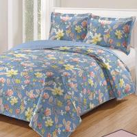 Kit Cobre Leito Colcha Daily Casal 3 Peças Dupla Face Estampado Floral - Floral 22 - 100% Poliéster - 1