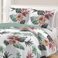 Kit Cobre Leito Colcha Daily Casal 3 Peças Dupla Face Estampado - Floral 31 - 100% Poliéster - 2