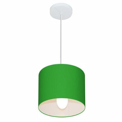 Lustre Pendente Cilíndrico Free Lux Para Mesa De Jantar, Sala, Quarto, Churrasqueira E Balcão. Verde-folha Tam: 18x18cm