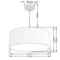 Lustre Pendente Cilíndrico Duplo Md-4294 Cúpula Em Tecido 50x25cm Palha - Bivolt - 2