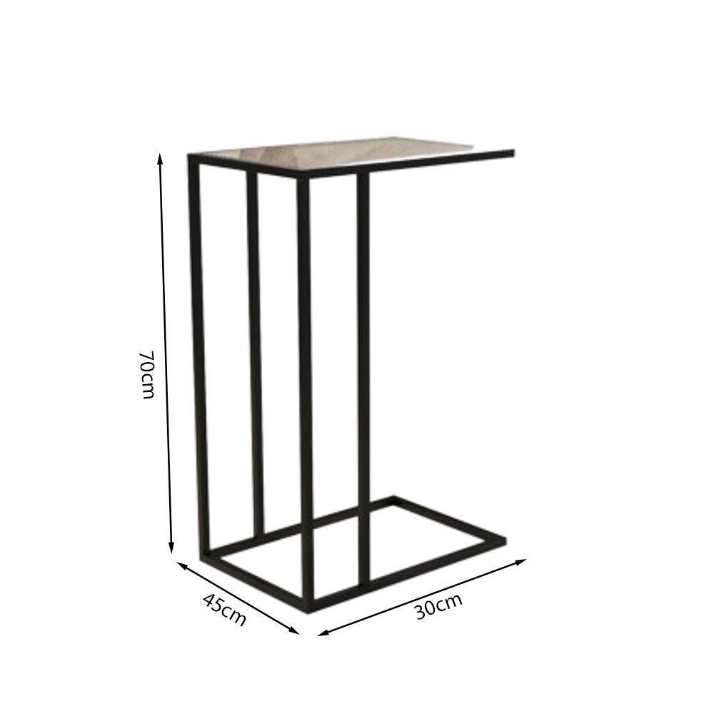 Mesa De Apoio Industrial Elena Industrial Preto Com Tampo De Vidro - 4