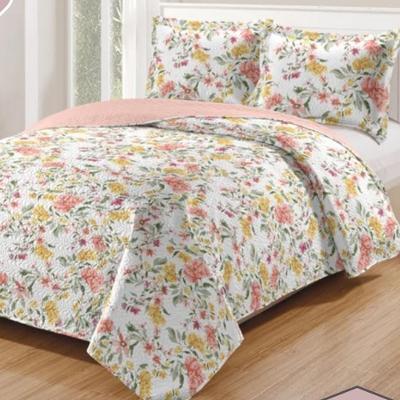 Kit Cobre Leito Colcha Daily King 3 Peças Dupla Face Estampado - Floral 49 - 100% Poliéster