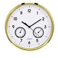 Relogio Termometro Higrometro Parede Cozinha Escritorio Sala Quarto Consultorio Medidor Temperatura Dourado - 1