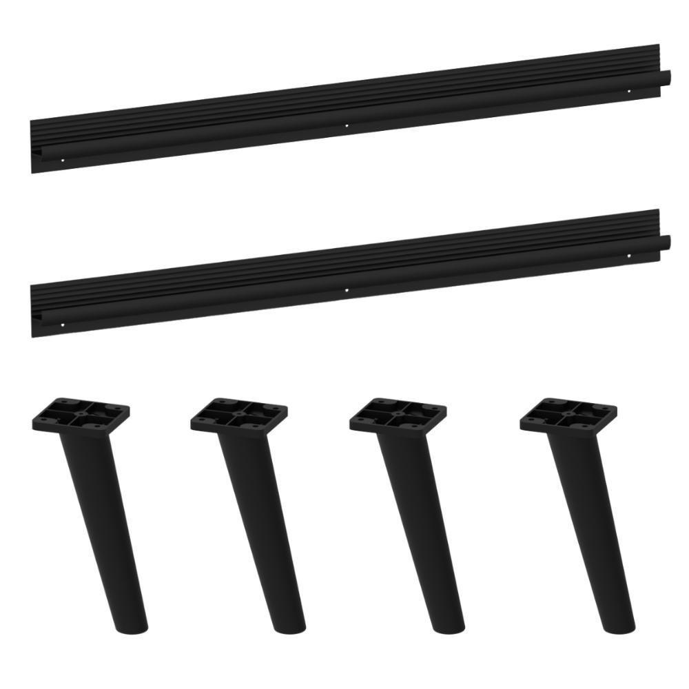 Kit 2 Puxadores Com 4 Pés Palito Retrô Para Paneleiro 62cm Veneza Multimóveis Mp2310 Preto Preto - 1