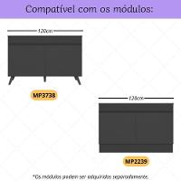 Kit 2 Puxadores Com 5 Pés Palito Retrô Para Balcão Cozinha 120cm Veneza Multimóveis Mp2308 Preto Preto - 2