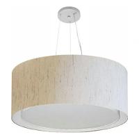 Lustre Pendente Cilíndrico Duplo Vivare Md-4301 Cúpula Em Tecido 55x30cm - Bivolt Linho Bege 127/220v - 3