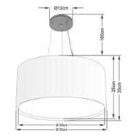 Lustre Pendente Cilíndrico Duplo Vivare Md-4301 Cúpula Em Tecido 55x30cm - Bivolt Linho Bege 127/220v - 4