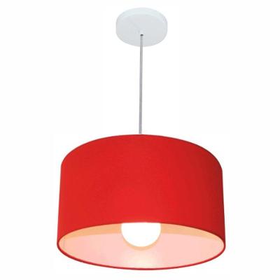 Lustre Pendente Cilíndrico Free Lux Para Mesa De Jantar, Sala, Quarto, Churrasqueira E Balcão. Vermelho Tam: 40x21cm