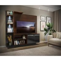 Estante Tv 55" Com 2 Leds E 2 Portas Dallas Multimóveis V3398 Madeirada/Preta Madeirado/Preto - 2