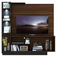 Estante Tv 55" Com 2 Leds E 2 Portas Dallas Multimóveis V3398 Madeirada/Preta Madeirado/Preto