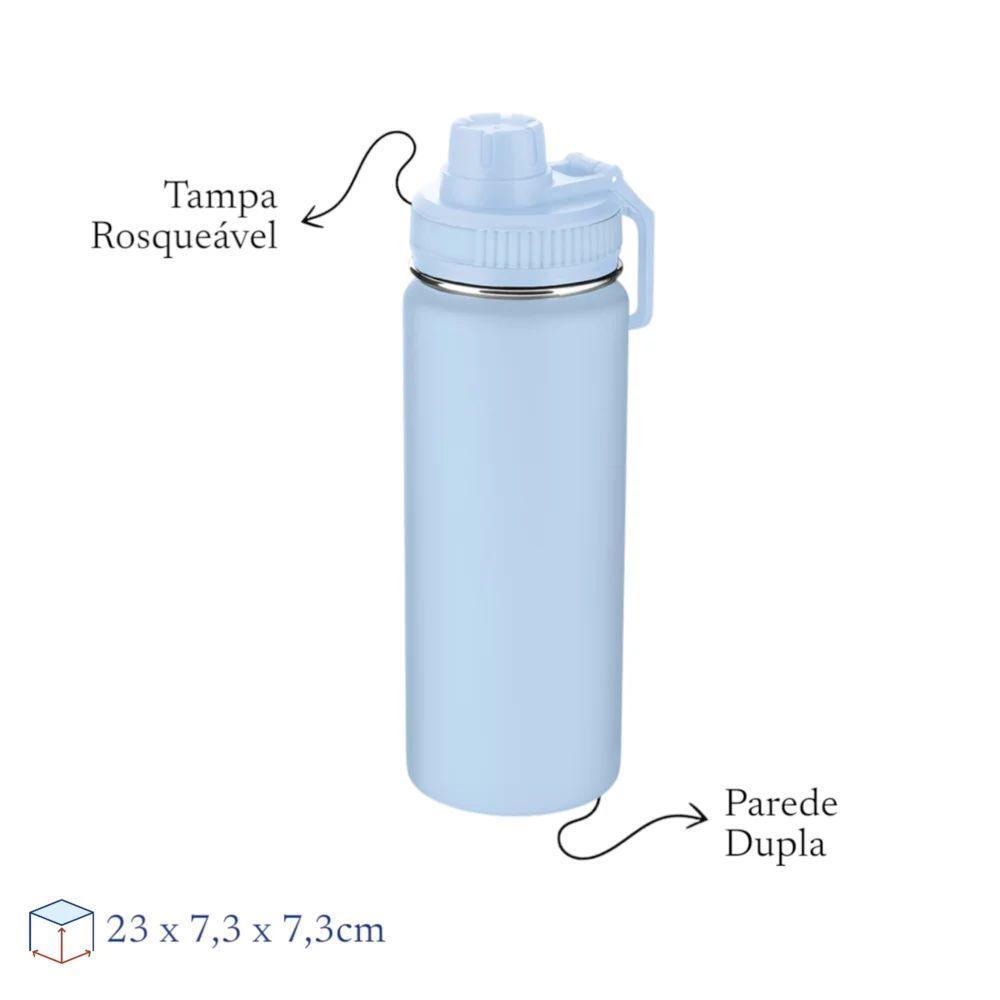 Garrafa Com Alça E Bico 570ml Parede Dupla Azul Ciano - 2
