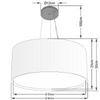 Lustre Pendente Cilíndrico Duplo Vivare Md-4302 Cúpula Em Tecido 60x30cm - Bivolt Café 127/220v - 2