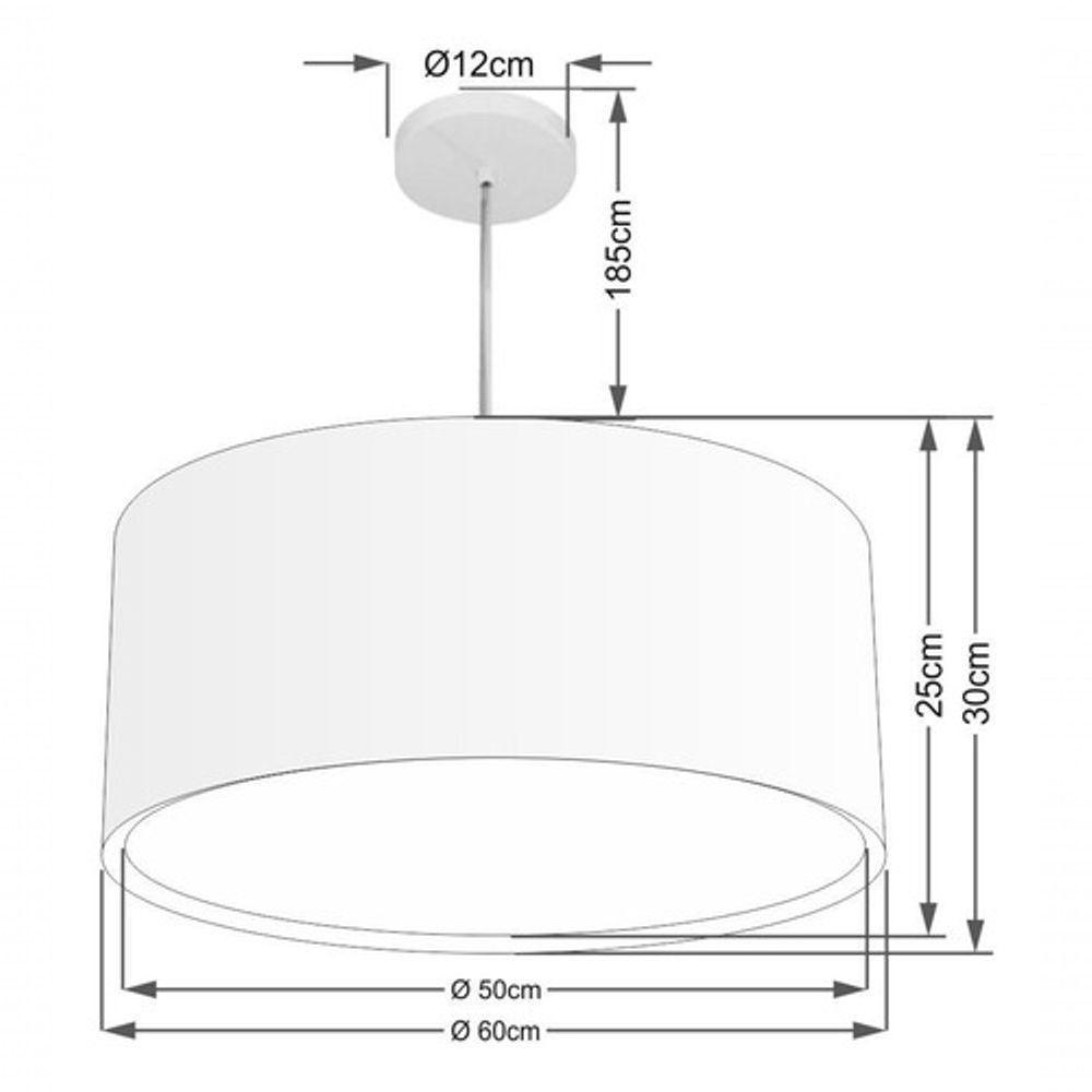 Lustre Pendente Cilíndrico Duplo Vivare Md-4298 Cúpula Em Tecido 60x30cm - Bivolt Rustico-bege 127/220v - 4