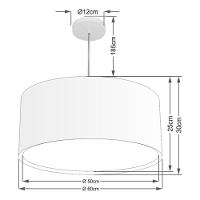 Lustre Pendente Cilíndrico Duplo Vivare Md-4298 Cúpula Em Tecido 60x30cm - Bivolt Rustico-bege 127/220v - 4