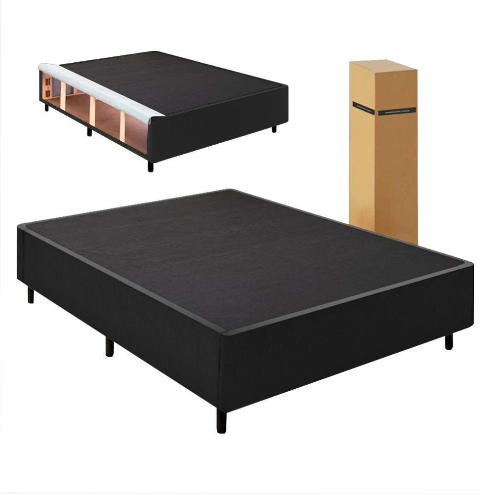 Cama Box Desmontável Com Baú Lateral Queen Para Colchão De 1,58m Sider Preto - 1
