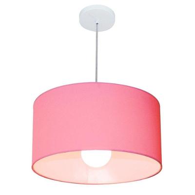 Lustre Pendente Cilíndrico Free Lux Para Mesa De Jantar, Sala, Quarto, Churrasqueira E Balcão. Rosa-bebê Tam: 50x21cm