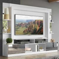 Estante Com Suporte Tv 65" E Espelho Oslo Multimóveis V3381 Branca/Lacca Fumê Branco/Lacca Fumê - 7
