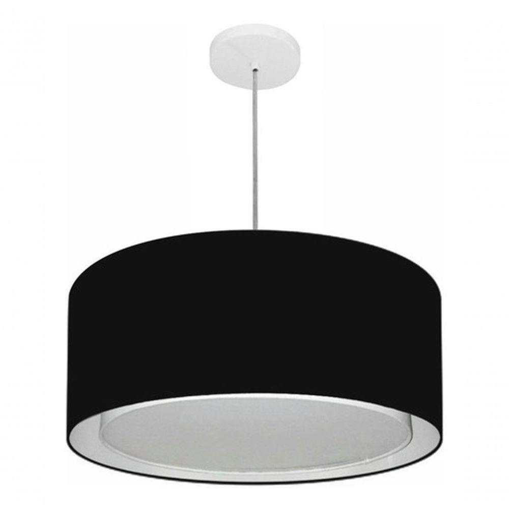 Lustre Pendente Cilíndrico Duplo Vivare Md-4294 Cúpula Em Tecido 50x25cm - Bivolt Preto 127/220v - 3