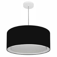 Lustre Pendente Cilíndrico Duplo Vivare Md-4294 Cúpula Em Tecido 50x25cm - Bivolt Preto 127/220v - 1